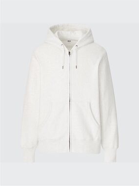 Uniqlo Light Gray/White Sweat Full-Zip Hoodie Size 3XL